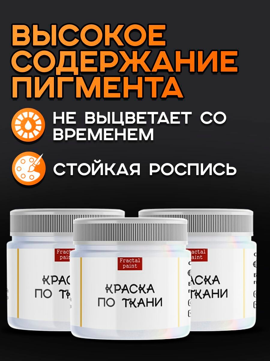 Комбо красок по ткани Fractal Paint (белая) 3х20 мл, для творчества — фото 1