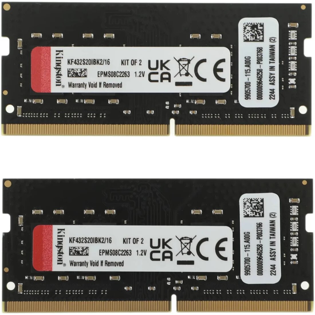 Память SODIMM DDR4 PC4-25600 Kingston FURY KF432S20IBK2/16, 2х8 Гб, 1.2 В Кол-во модулей: 2, частота: 3200 МГц