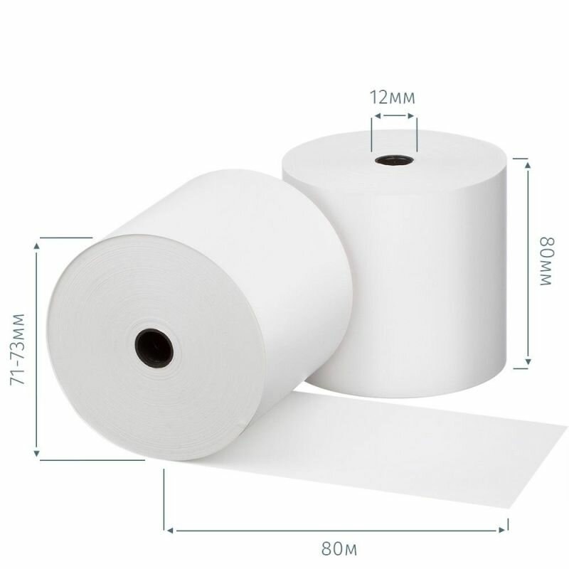 Ролики для касс Promega 80 мм (длина 80 м, втулка 12 мм), из термобумаги, 4 шт./уп. (73499)