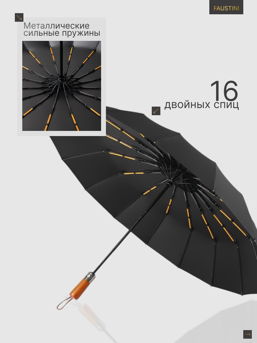 Зонт FAUSTINI, черный — фото 1