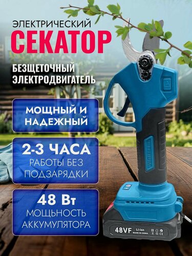Изображение товара Секатор аккумуляторный садовый 48V 2АКБ, электросекатор сучкорез ручной для сада, кейс для хранения