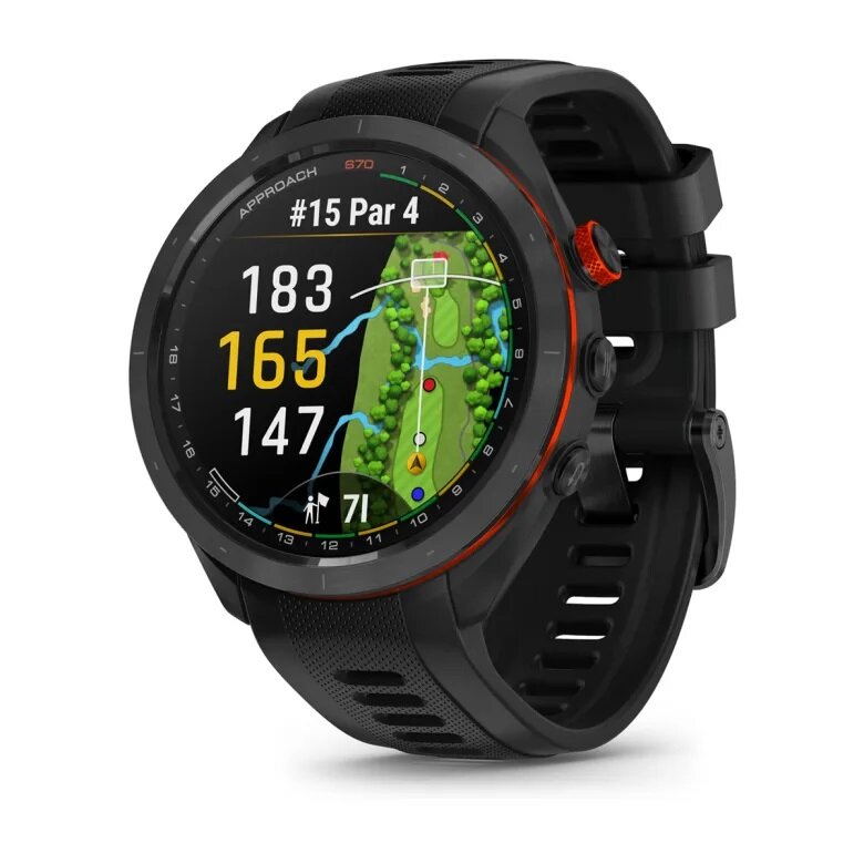 Часы Garmin Approach S70 - 47 мм, черный керамический безель с черным силиконовым ремешком (010-02746-12) UK