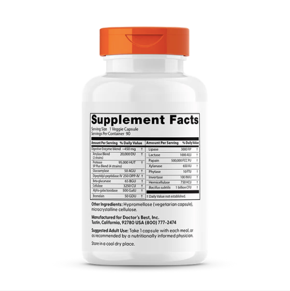 Картинки Doctor's Best, Пищевые ферменты Digestive Enzymes, 90 капсул
