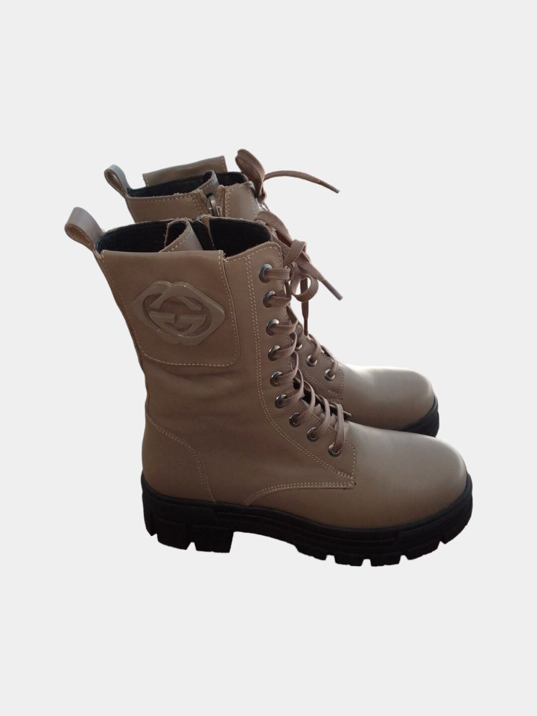 Ботинки берцы Женские кожаные ботинки берцы на тракторной подошве | Натуральная кожа, размер 37, Желтый — фото 1