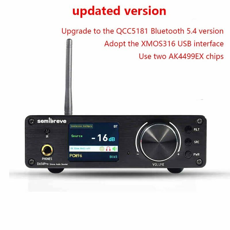 Аудиодекодер AK4499EX DAC QCC5171 Bluetooth 5,3 DSD512 RGB светильник эффект FPGA декодер не допускающий потерь AS318B Femtosecond Crystal, Two AK4499EX