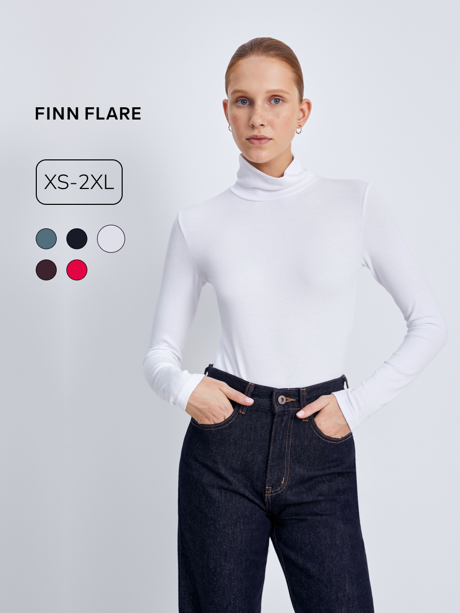 Футболка FINN FLARE лонгслив с длинным рукавом, размер S(170-88-94), белый