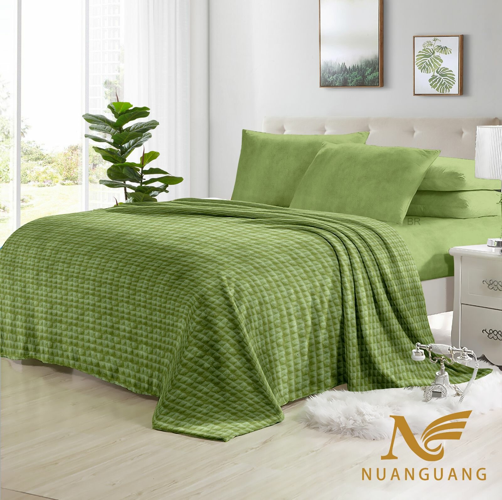 Плед-покрывало "Кубик" 200x220 зеленый