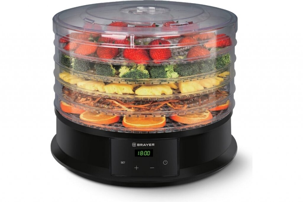 Сушилка для овощей BRAYER, 250 Вт, 5 поддон, разм 32*32 см, регул темп, тайм 48ч BR1902