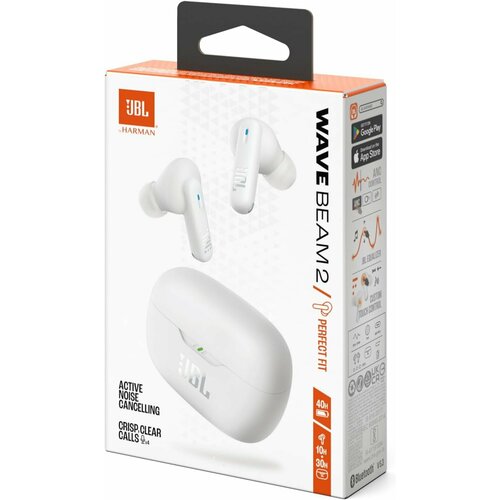 Беспроводные наушники TWS JBL Wave Beam 2 шумоподавление ANC 40 часов Bluetooth 53 влагозащита IP54 синийголубой 5800₽