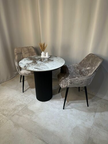 Изображение товара Стол кухонный MESA design Ronda, керамический, металл, серый, круглый, 80 x 80 см