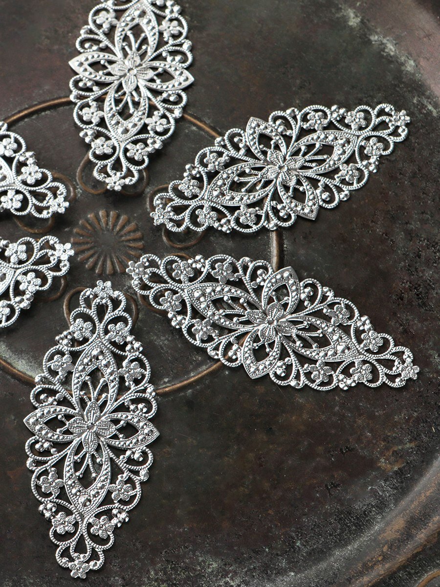 Коннектор для бижутерии 3 шт. / фурнитура для украшений, цвет серебро, 82x35x0.8 мм