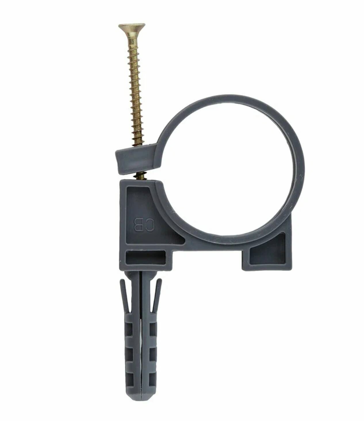 Хомут сантехнический 50 мм пластик с дюбелем для крепления трубы (2 шт.)