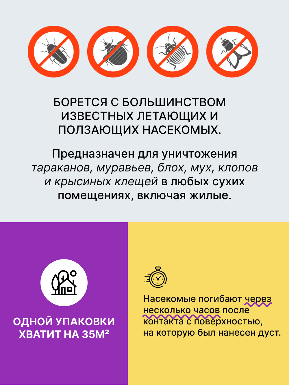 Средство от тараканов, муравьев, блох, клопов для дома и улицы Nadzor, отрава от насекомых, дуст (2 упаковки по 100 г.) — фото 1