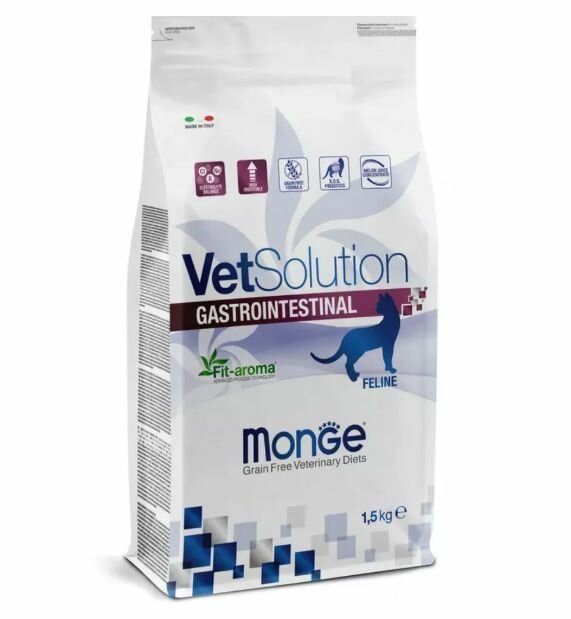 Сухой лечебный корм для кошек, ветеринарная диета, Monge VetSolution Gastrointestinal 1,5 кг — фото 1