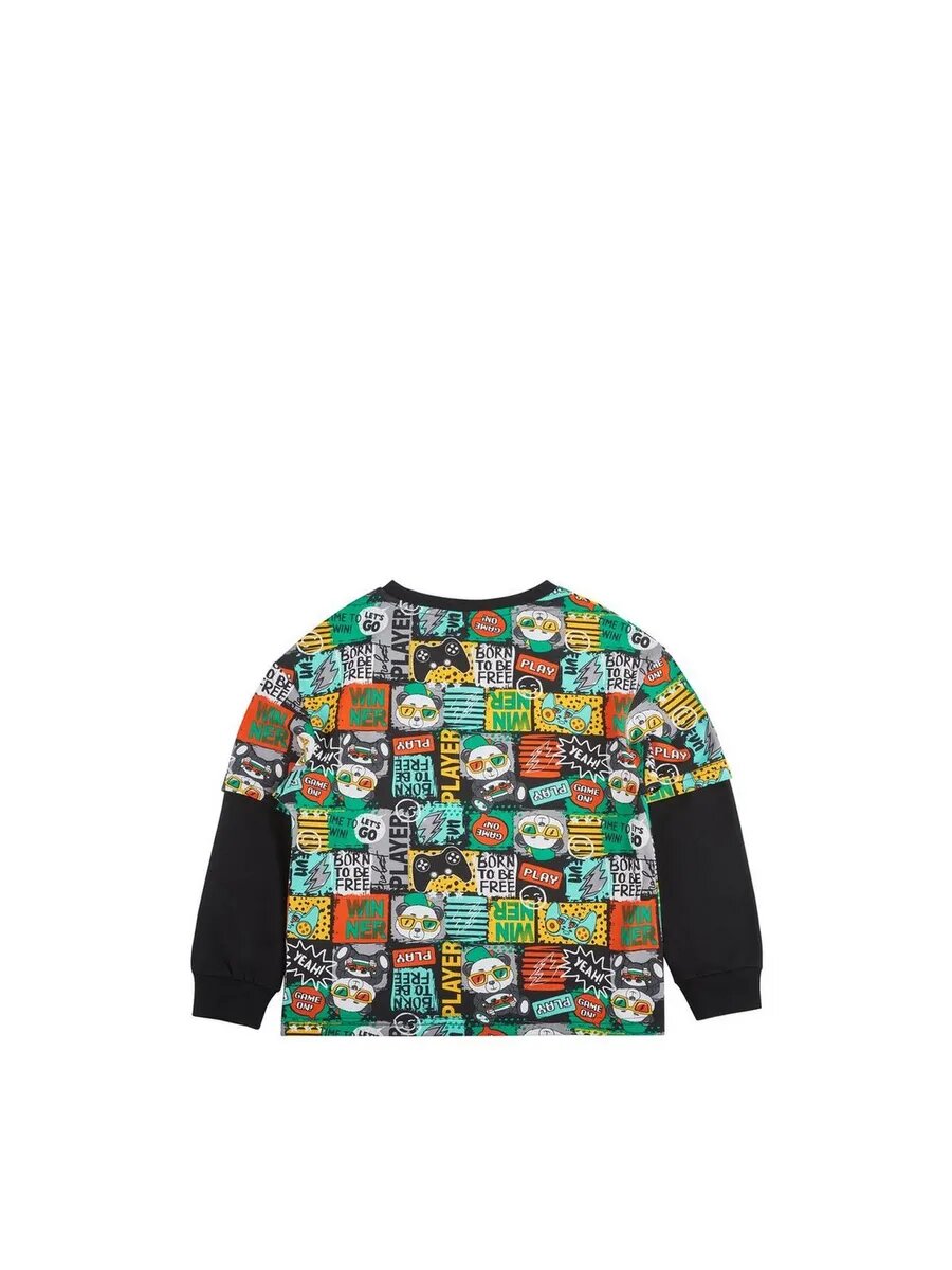 Лонгслив Kari Kids, размер 5-6, красный, черный, зеленый — фото 1