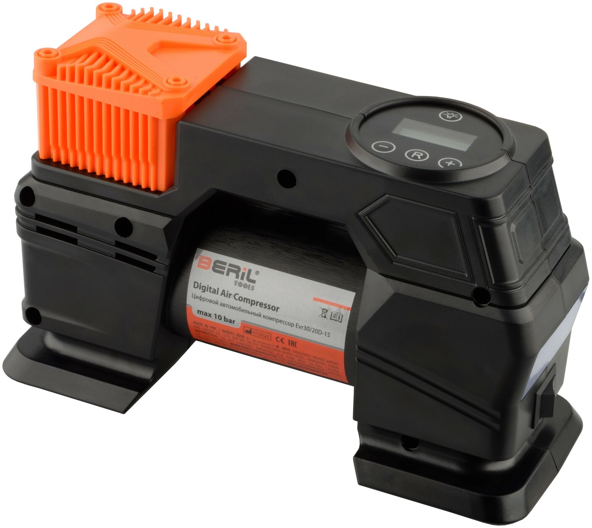 Автокомпрессор 12В 10А 10атм 20л/мин 0-10бар 0-1034кПа 0-150PSI 0-105кг/см2 Компрессор поршневой одноцилиндровый воздушный/Манометр цифровой/Накачка подкачка шин Авто Мото Техники/Надувных конструкций изделий