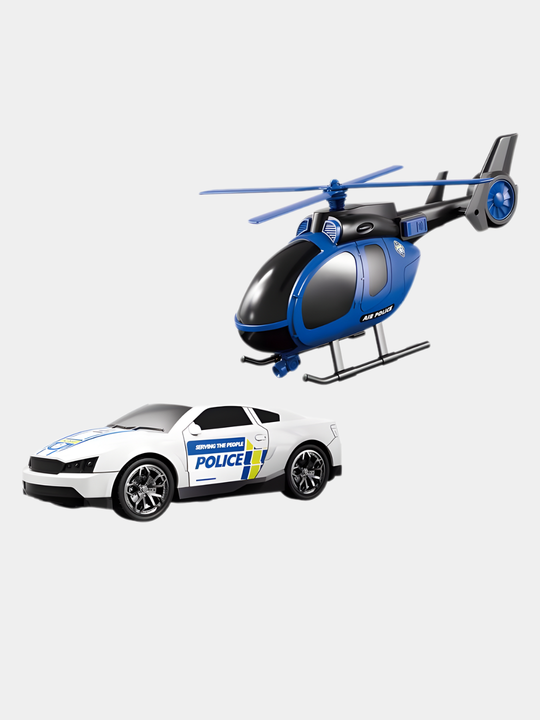 Набор машины, вертолет, грузовик, полицейская машина, пожарная, военная, строительная — фото 1