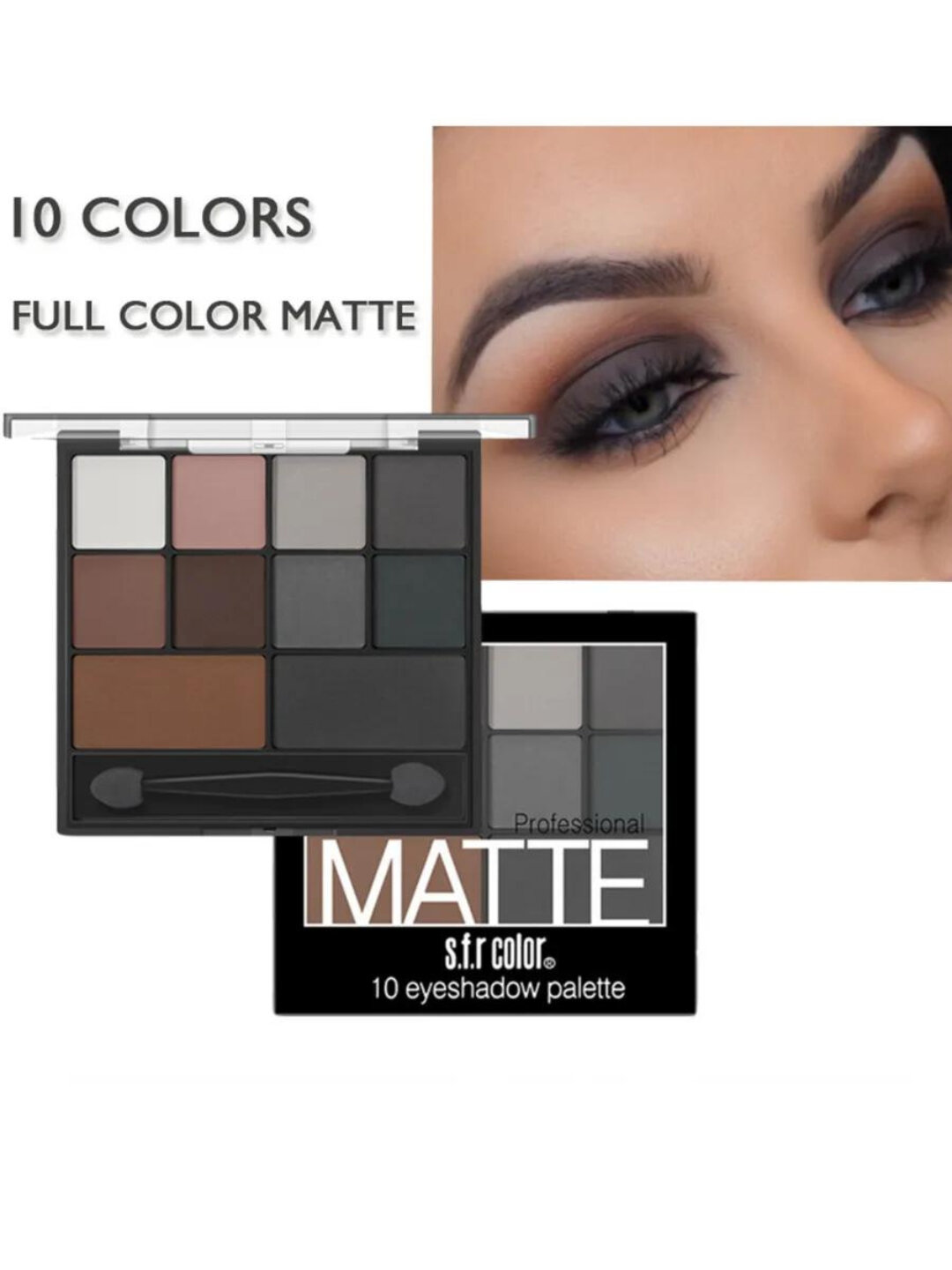 Палетка матовых теней для век Matte Eyeshadow Palette, 10 оттенков — фото 1