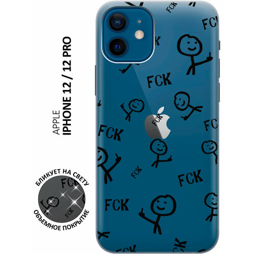 Силиконовый чехол на Apple iPhone 12 / 12 Pro / Эпл Айфон 12 / 12 Про с рисунком Fck Pattern силиконовый чехол на apple iphone 12 12 pro эпл айфон 12 12 про с рисунком fck pattern w soft touch черный