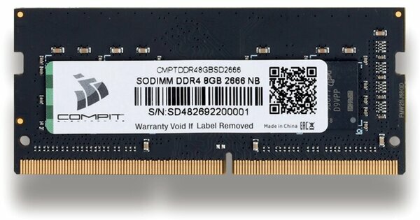 Модуль памяти Compit DDR4 2666, 8 ГБ, SO-DIMM, 1,2 В, CMPTDDR48GSD2666