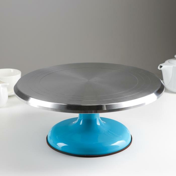 фото Поворотный столик вращающийся профессиональный металлический, D 31 см, (Голубой)