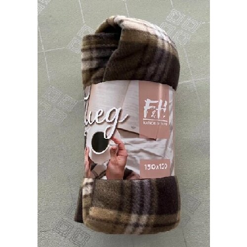 Плед флис 130х150 клетка беж Б3