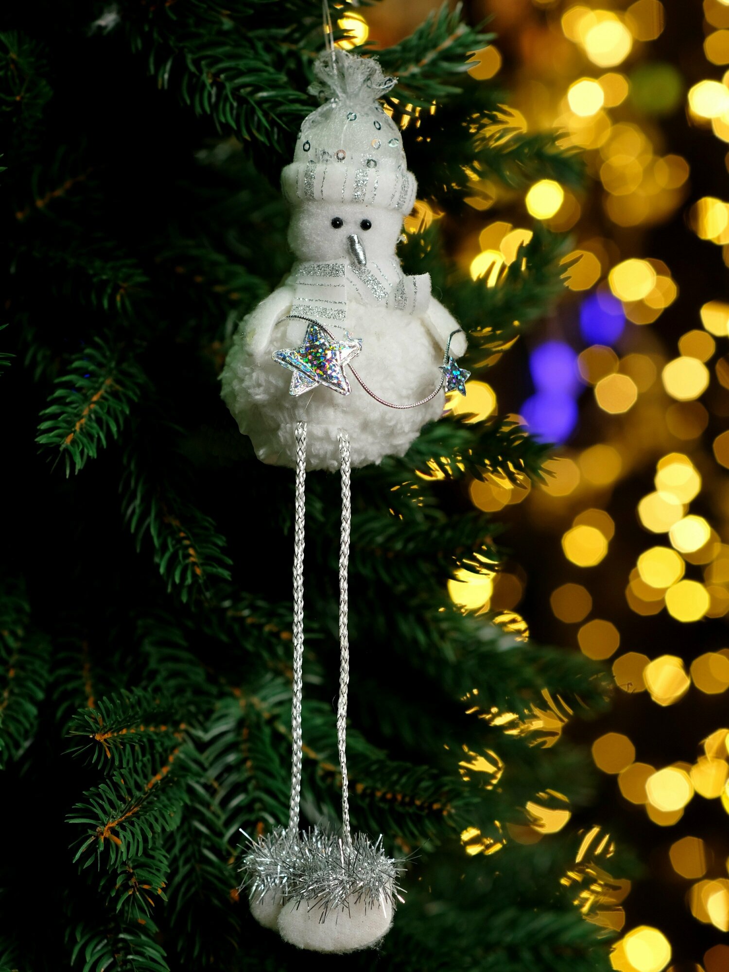 Рождественская декорация (Снеговик, 25 см.) Серебро