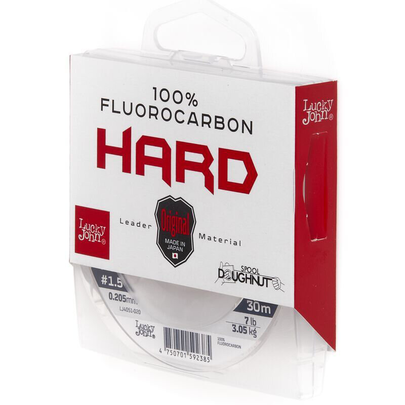 Леска LUCKY JOHN Fluorocarbon Hard 30 м. - разрывная нагрузка 3.05 кг, диаметр 0.205 мм.