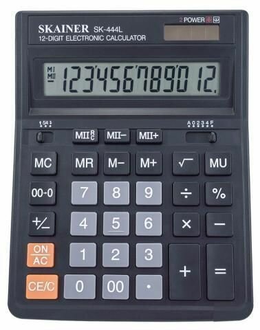 Калькулятор настольный Skainer 12 разрядов, 153*199*31мм, двойное питание, черный