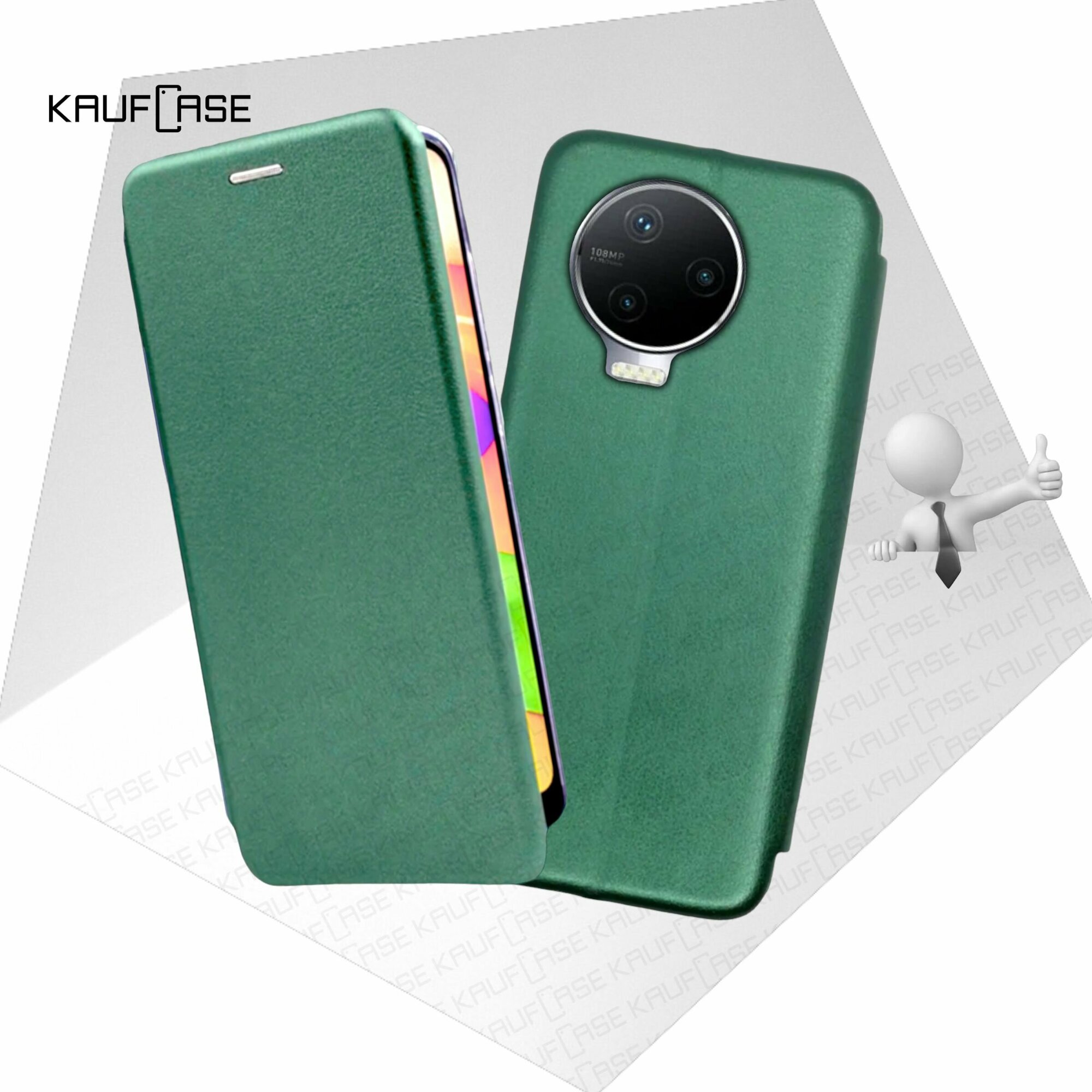 Чехол книжка KaufCase для телефона Infinix Note 12 (2023) /Note 12 Pro (X676C) (6.7"), темно-зеленый. Трансфомер