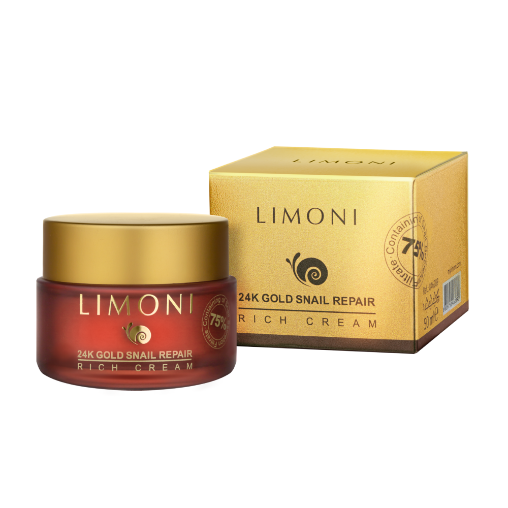 LIMONI Крем для лица с золотом и экстрактом слизи улитки / Snail Repair 24K Gold Rich Cream 50 мл - фото №7