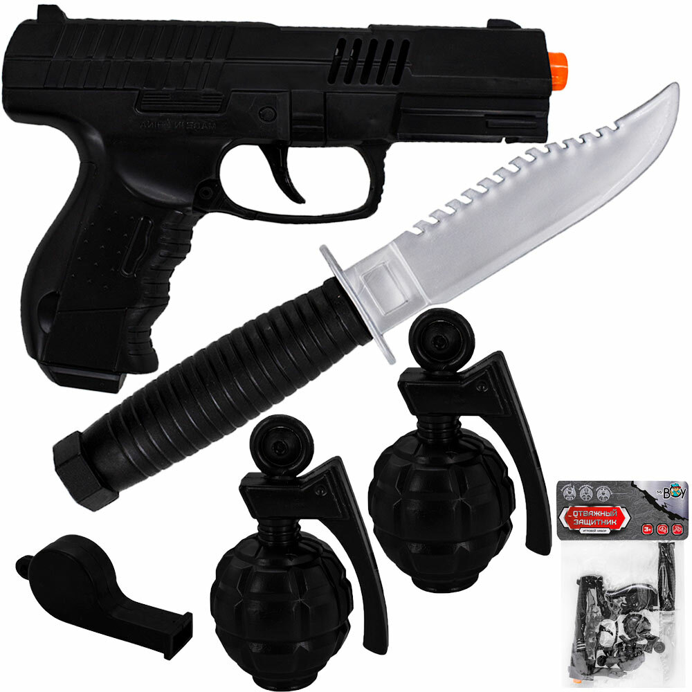 Набор спецназа Mr. BOY пистолет, свисток, 2 гранаты, нож, в пакете, 88P19YS (0757015FCJ)