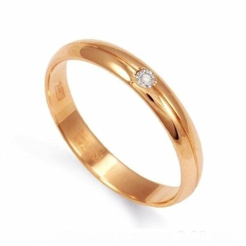 Кольцо обручальное, красное золото, 585 проба, бриллиант, размер 17.5, бесцветный кольцо обручальное из золота 585 пробы с бриллиантом