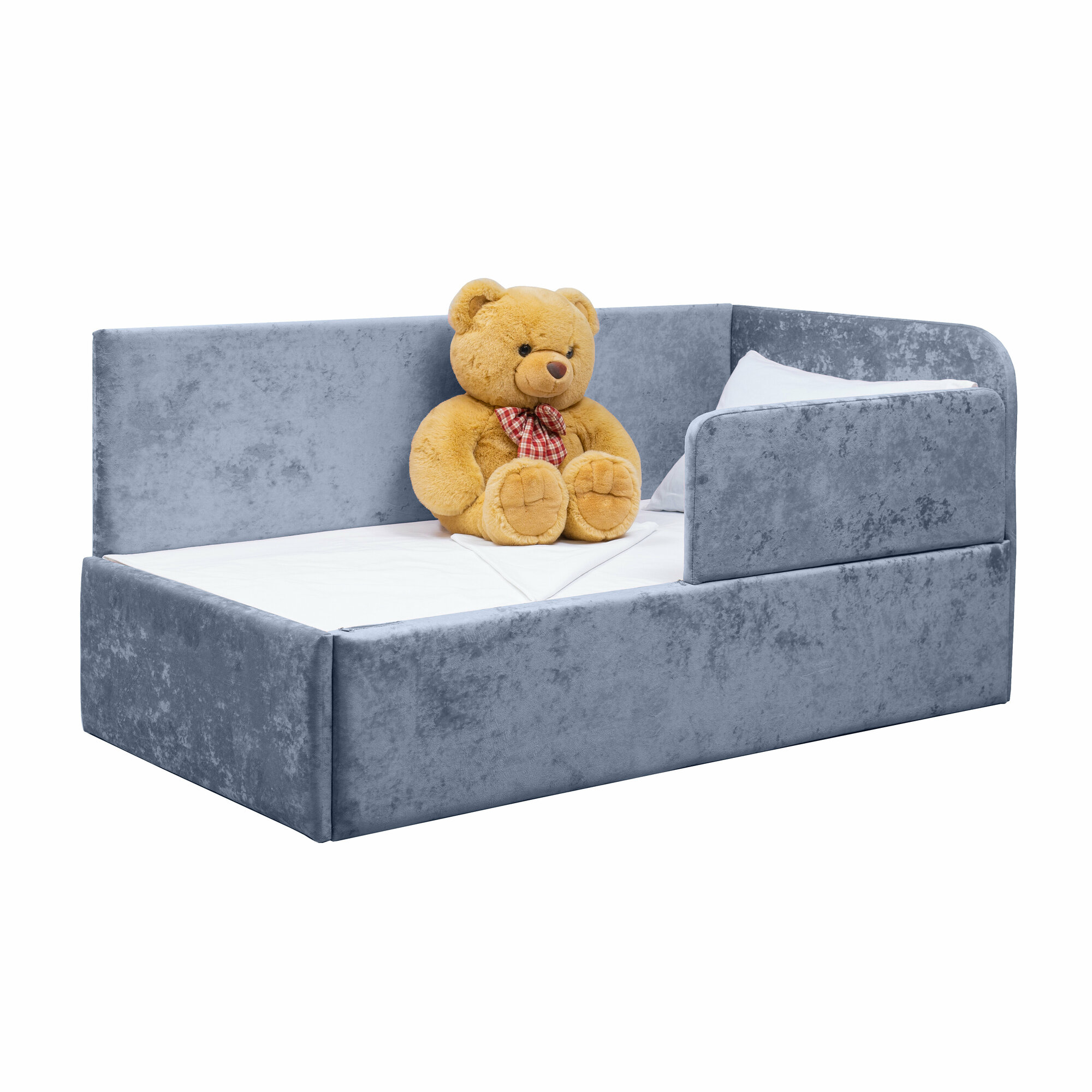 Кровать-диван Непоседа 200*90 голубая с матрасом, правый угол сборки