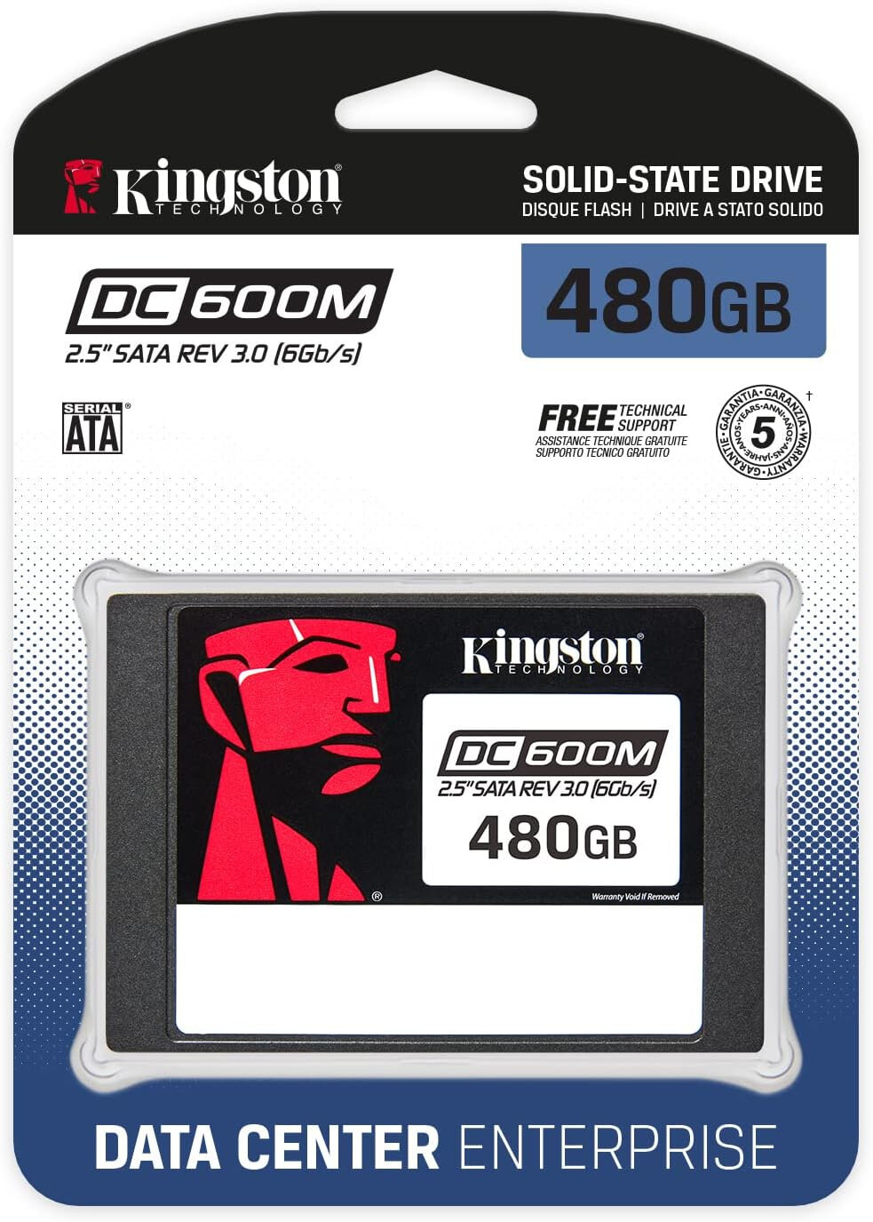 Твердотельный накопитель Kingston Enterprise SSD 480GB DC600M 2.5" SATA 3 R560/W470MB/s 3D TLC MTBF 2M 94 000/41 000 IOPS 876TBW (Mixed-Use) 3 years (SEDC600M/480G) - фото №4