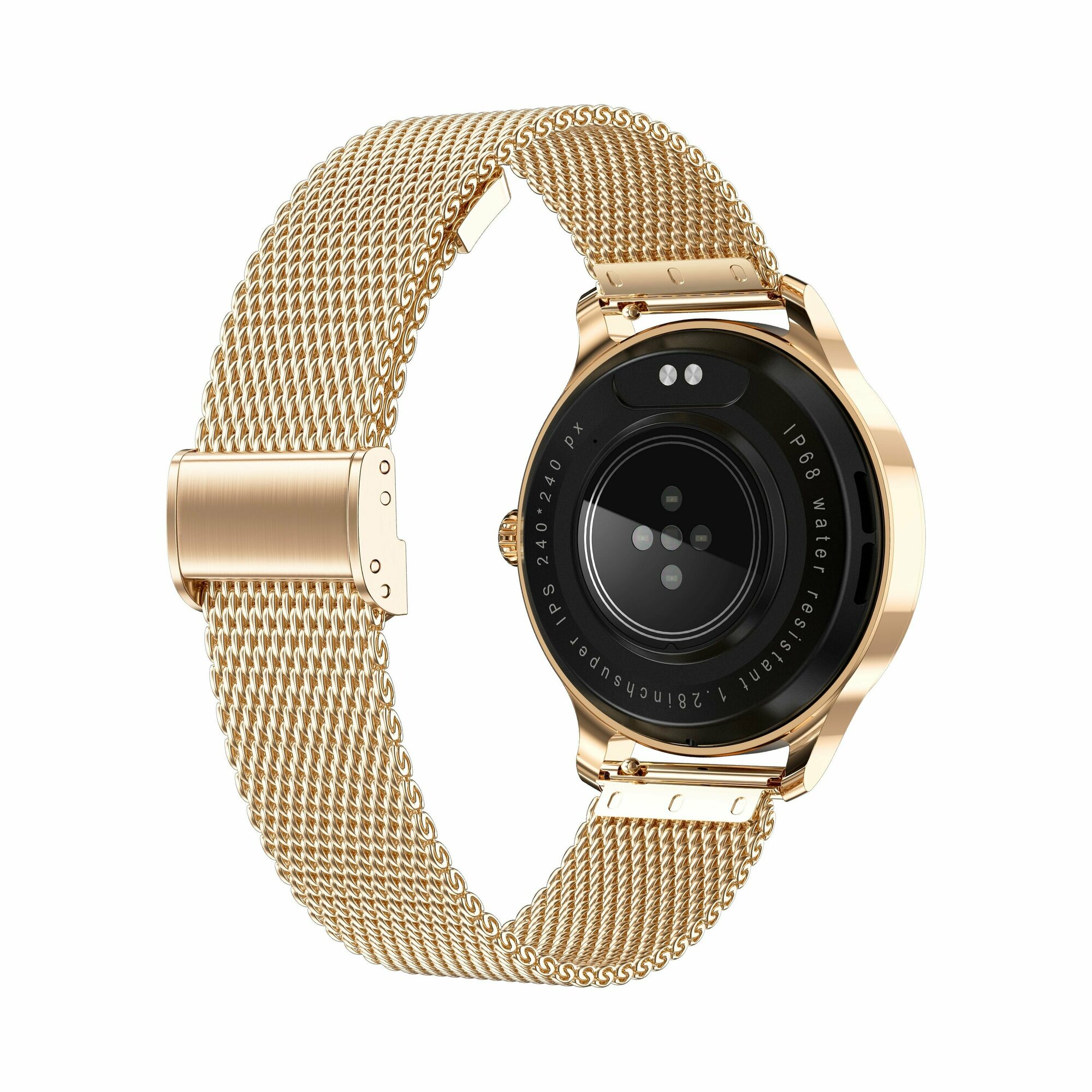 Смарт часы женские Tiroki LW105 с Bluetooth звонком, золотой металлический ремешок — фото 6
