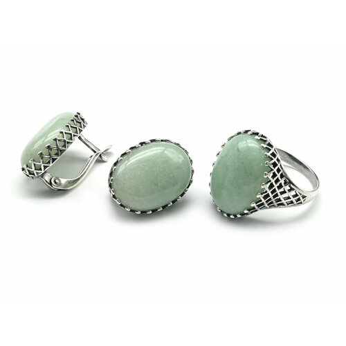 Комплект бижутерии: кольцо, нефрит, размер кольца 19, зеленый