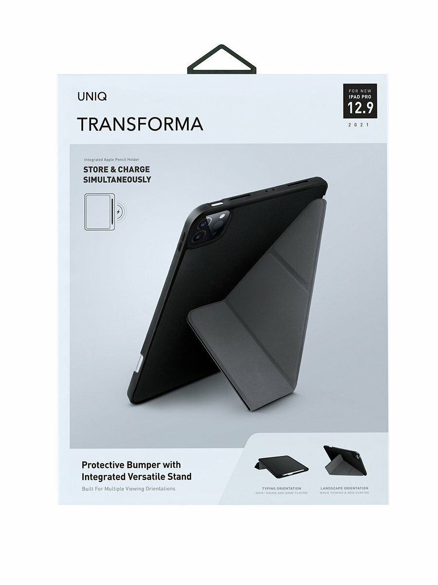 Чехол Uniq Transforma Anti-microbial для iPad Pro 129 (2022/21) с отсеком для стилуса черный