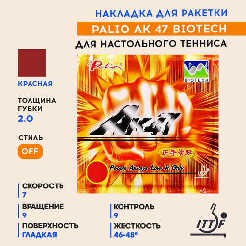 Накладка Palio AK 47 Biotech (цвет красный, жесткость 46-48, толщина 2.0)