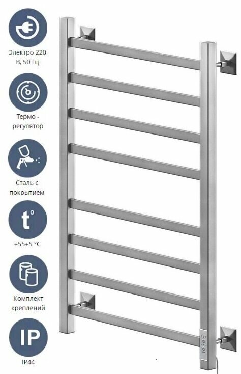 Полотенцесушитель электрический Ника Step 1 80/50, хром - фото №5
