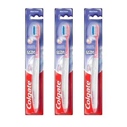 Colgate Зубная щетка Extra Densityжесткая, 3 шт зубная щетка colgate extra density жесткая 3 шт