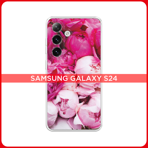 Силиконовый чехол на Samsung Galaxy S24 / Самсунг S24 Пионы розово-белые