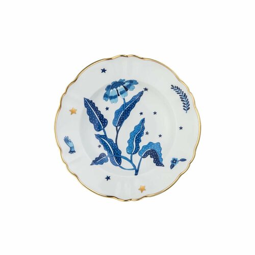 Тарелка глубокая с голубым цветком 23 см, La Tavola Scomposta BITOSSI HOME FTB00081