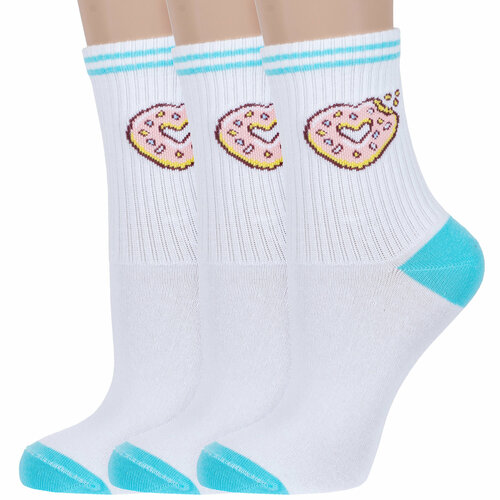 фото Носки борисоглебский трикотаж, 3 пары, размер 23-25, белый