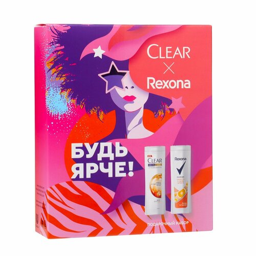 Подарочный набор Clear Rexona женский шампунь 200 мл гель для душа 200 мл 768₽
