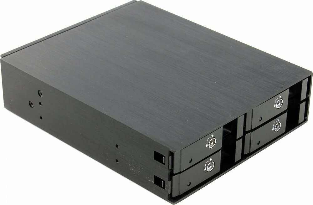 Procase L2-104-SATA3-BK {Hot-swap корзина 4 SATA3/SAS, черный, с замком, hotswap mobie rack module for 2,5" HDD(1x5,25)