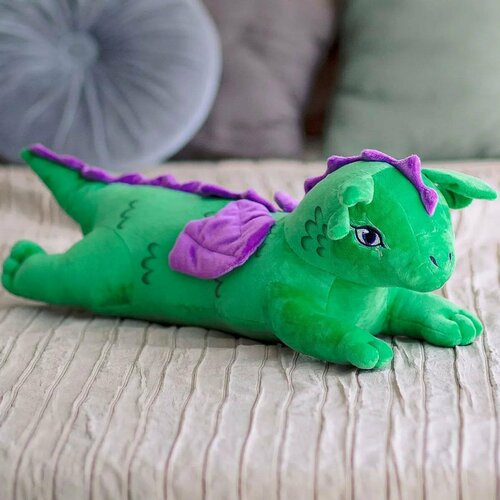 Мягкая игрушка Дракон лежачий зеленый 60 см