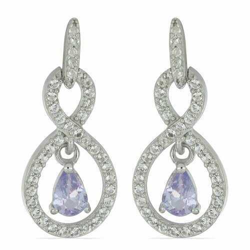 Серьги серебро, 925 проба, танзанит, топаз, серебряный