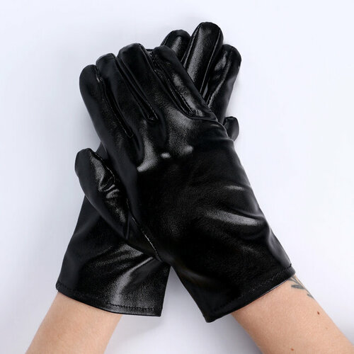 Карнавальнеый аксессуар- перчатки , цвет черный металлик, искусственная кожа, Страна Карнавалия