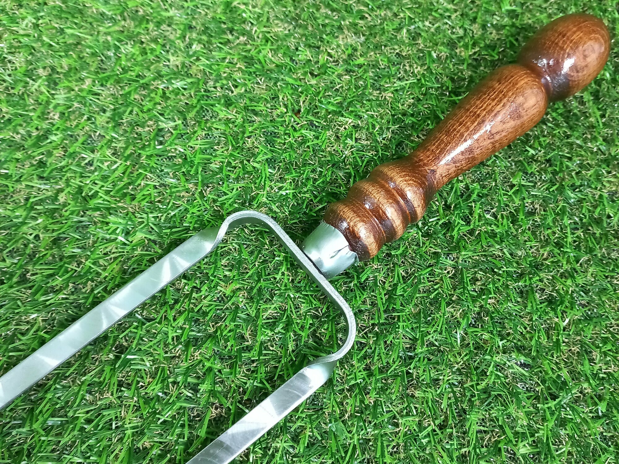 Двойной шампур с деревянной ручкой ,Шампур-вилка - фотография № 3